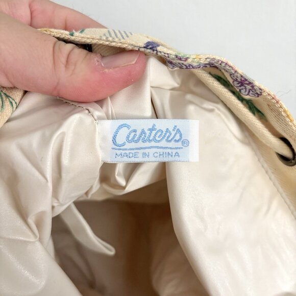 Carter’s Vintage Canvas Drawstring Backpack Cream Floral and Stripe Pattern - Picture 13 of 13